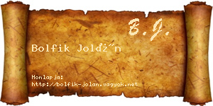 Bolfik Jolán névjegykártya